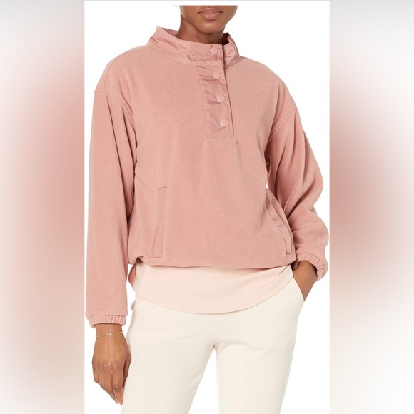 NWT Amazon Essential Women’s Relaxed Fit Microfleece High Neck Rose Pullover - Picture 6 of 9
